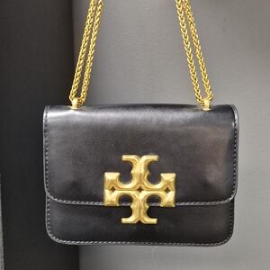 Black Leather Tory Burch Crossbody Bag with Gold Chain *BRAND NEW*
